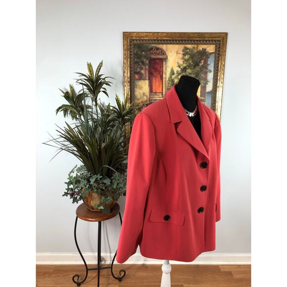 Collection For Le Suit Women Plus 20W Red Lapel Notch Collar 3 Buttons Closure - Picture 4 of 9